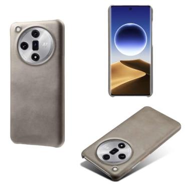Imagem de Capa para OPPO Find X7,Proteção contra quedas,Casca de volta de cor sólida simples,Design de couro de imitação de plástico-Gray