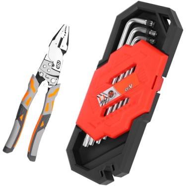 Imagem de 2 peças de cortadores de fio catraca com 9 peças de conjunto de chaves Torx estendidas, cortadores de parafuso ergonômicos de 22 cm, cortadores laterais DIY para artesanato, cortador de cabo com mola