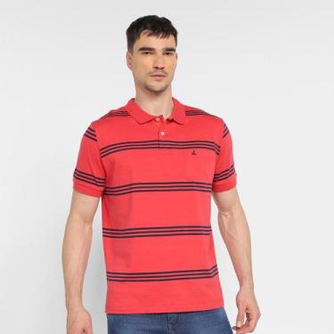 Imagem de Camisa Polo Lucky Sailing Listrada Masculina, Vermelho, G