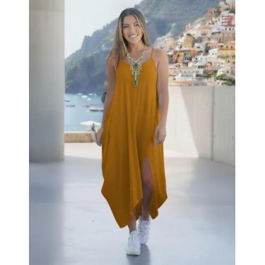 Imagem de vestido transpassado - neide moda, Mostarda,  G 44-46
