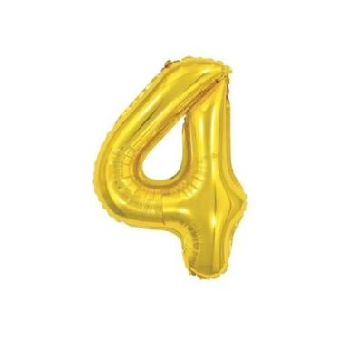 Imagem de Balão De Número Grande Dourado Metalizado 40cm - PartiuFesta