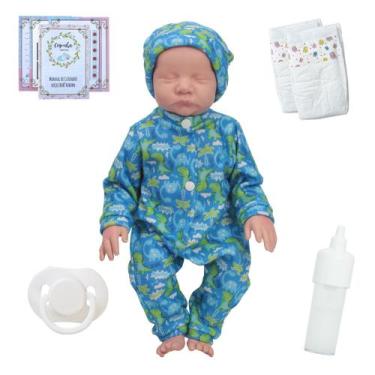 Imagem de Bebê Reborn Realista Levi Dormindo Com Pijama Dino e Itens - Cegonha R