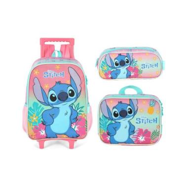Imagem de Kit Mochila Escolar Rodinha Stitch Lancheira Estojo 2026 Rosa Stitch A