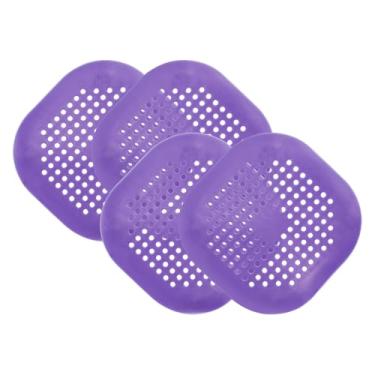 Imagem de PATIKIL Apanhador de ralo de cabelo 14 cm, 4 peças de protetor de ralo quadrado de silicone com ventosa para cozinha, banheiro, varanda, passarelas paisagísticas, pátios, roxo