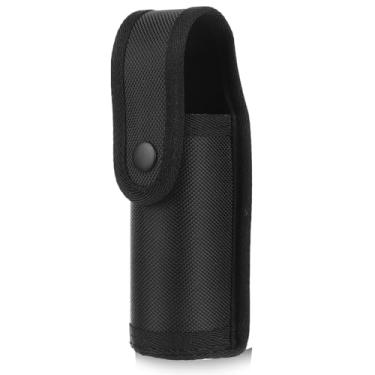 Imagem de Cinto com bolsa de lanterna preta com aba superior, cinto de nylon com botão de pressão de cobre, adequado para cintos de segurança policial