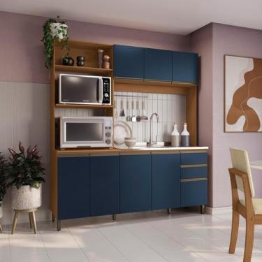 Imagem de Cozinha Compacta Luna com Cuba de Pia Kappesberg 3 Peças Canela/Azul p