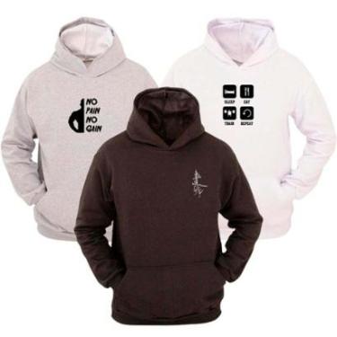 Imagem de KIT 3 Moletom Ragor Algodão Flanelado Blusa Frio Treino-Masculino