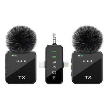 Imagem de Microfone Lapela Sem Fio 3 em 1  Compatível com iPhone, Android e Câme