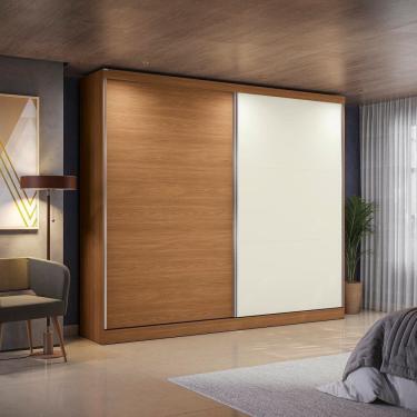 Imagem de Guarda-roupa 2 Portas de Correr e 4 Gavetas Dormitorio Bigger Lo Canela/Off Withe