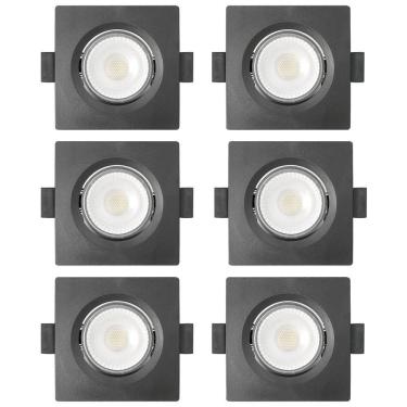 Imagem de Kit 6 Spot De Led Embutir Slim Mr16 Quadrado 6w Preto Bivolt 6500k Frio