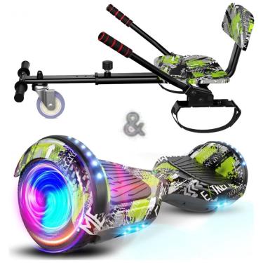 Imagem de Hoverboard SISIGAD Verde e Preto 6,5&quot; com Bluetooth, Luzes LED e Certificação UL2272 – Até 12,8 km/h, Autonomia de 12,8 km