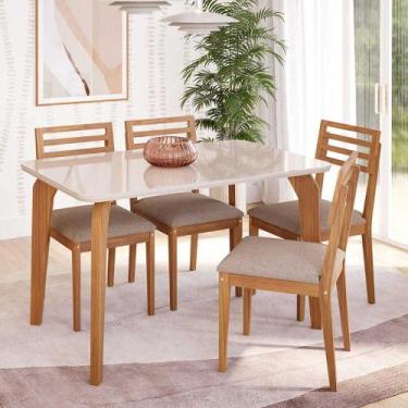 Imagem de Mesa Para Sala De Jantar 130cm Vidro Temperado 4 Cadeiras - Ornae