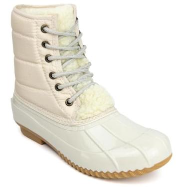 Imagem de Sugar Botas femininas com glitter | Cadarço elegante, sola de tração aconchegante | Perfeita para dias frios, chuvosos ou com neve | Botas modernas - Skipper, Nylon branco de inverno, 37