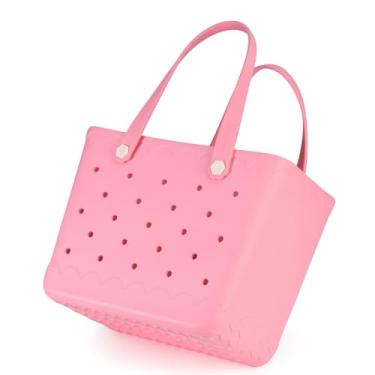 Imagem de LiAYiD Sacola de borracha para praia, impermeável, à prova de pontas, para atividades ao ar livre, barco, piscina, esportes, Rosa claro, Large, Bolsa de praia