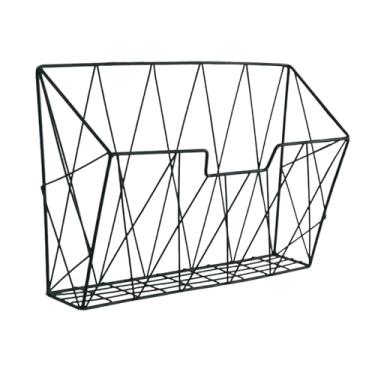 Imagem de KiBcsLic Porta-revistas de parede, porta-arquivos, decoração, metal, organizador de correspondência versátil, porta-jornais para cartas, folhetos, envelopes, Preto