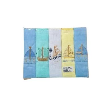 Imagem de Kit Fralda de Pano Bordada Menino e Menina Tecidos Duplo,com 5 Unidade