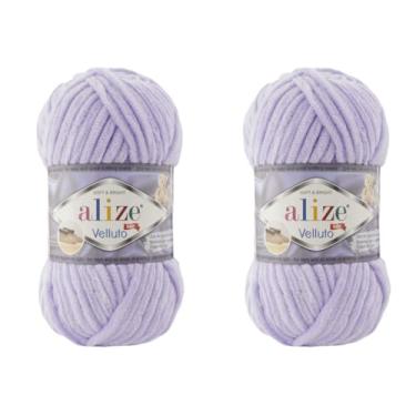 Imagem de Cobertor de bebê Alize Velluto 100% micropoliéster fio de veludo lote de 2 skn 150 jardas 2 x 100 gramas, peso do fio: super volumoso (146 - lavanda macia)