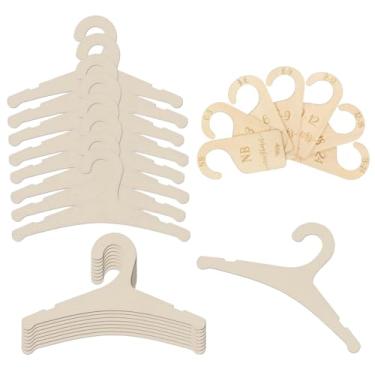Imagem de 20 cabides infantis de madeira com 7 divisórias de armário de bebê, lindos cabides de madeira antiderrapantes para bebês e calças (cor natural - sem orelhas)
