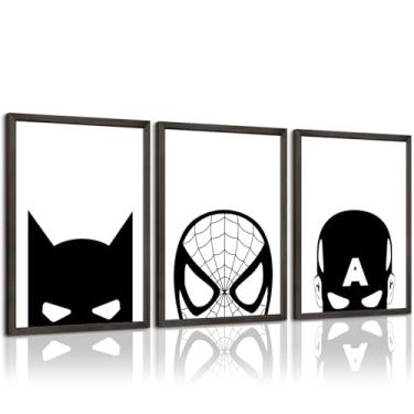 Imagem de Arte de parede em tela de super-herói Homem-Aranha em preto e branco, pôsteres de super-heróis, imagens do Homem-Aranha, pintura de parede, pôster de super-herói, para sala de estar, quarto, 40 x 61 x