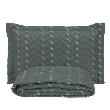 Imagem de Cobre Leito Bordado 400 Fios Heitor Solteiro 100% Poliéster - Verde Militar