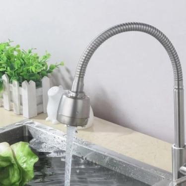 Imagem de Torneira De Cozinha Gourmet Luxo Metal Para Bancada ou Cuba em INOX e ABS 1/4 De Volta