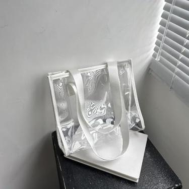 Imagem de Bolsa feminina transparente de PVC – Bolsa de ombro elegante de grande capacidade para viagens e uso diário, Branco