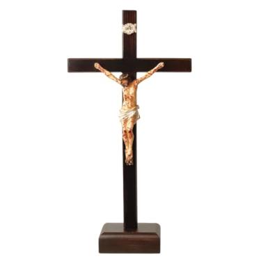 Imagem de Crucifixo De Mesa Madeira 30 Cm - Cristo Em Resina Chagado