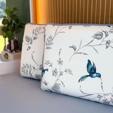 Imagem de Jogo de Lençol Cama 3 e 2 Peças Estamapados 100% Algodão com Elástico e Toque Macio (Solteiro, Celeste)