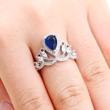 Imagem de Anéis abertos em gota grandes banhados a platina | Anel de coquetel feminino com zircônia cúbica ajustável | YA4666, Latão Metal, Sem pedra preciosa