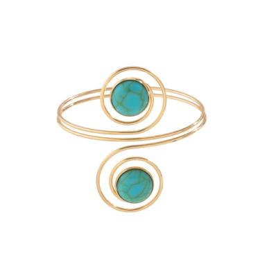 Imagem de 1 braçadeira feminina decorativa de zircão azul cor dourada retrô requintada pulseira de braço personalidade minimalista moda braçadeira acessórios de joias presente para amigos aniversário