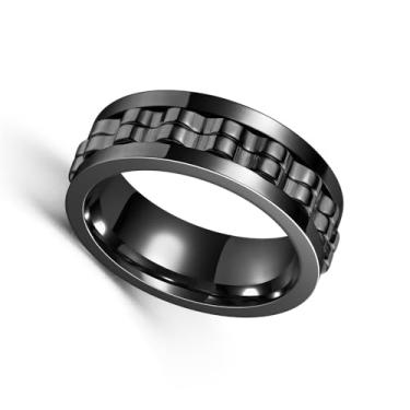 Imagem de Anel giratório de 8 mm para homens e mulheres - Anel de aço inoxidável para alívio da ansiedade, aliança de casamento sem estresse, Titânio, Sem pedra preciosa