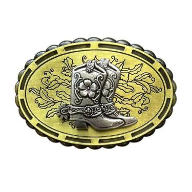 Imagem de Botas Western Cowboy com fivela de cinto com design floral vintage - Y