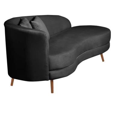 Imagem de Chaise Longue Divã Emili Em Madeira De Reflorestamento 160cm Veludo Speciale Home Preto