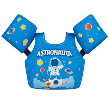 Imagem de Boia Infantil Tipo Colete (Flutuador) Não Fura, Ajustável, Não-Inflável – Modelo Astronauta Azul