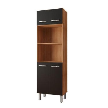 Imagem de Armário Paneleiro 4 Portas Para Cozinha Mara Savana/preto - Moblis