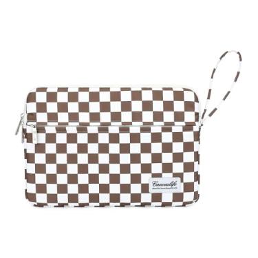Imagem de Canvaslife Capa para laptop com bolso para MacBook Pro de 14 polegadas e 35.6 cm-36.6 cm HP, Lenovo, Dell, ASUS, Acer Notebook (xadrez marrom)