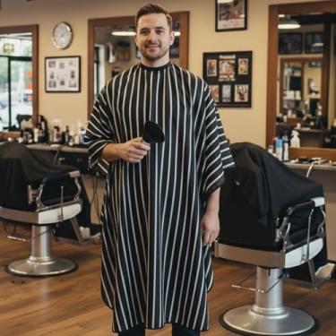 Imagem de Capa de barbeiro para corte de cabelo com escova de espanador de pescoço, acessórios de cabeleireiro de salão profissional para homens e mulheres corte de cabelo em casa