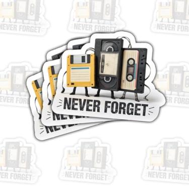 Imagem de Adesivo de 3 peças para cassete Never Forget Funny Vintage Retro Tech Floppy Disk Never Forget adesivos para programadores mídia VHS fita nostálgica decalque de carro para laptop garrafa de água caixa