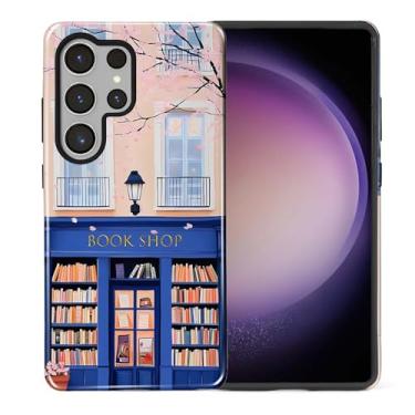 Imagem de Yuning419 Capa compatível com Samsung Galaxy S25 Ultra [compatível com MagSafe] Capa rígida híbrida de 2 camadas, capa magnética protetora à prova de choque, encantadora livraria azul