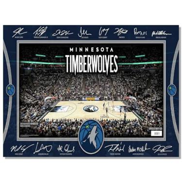 Imagem de BILVAZOG Pôster de basquete Timberwolves para fãs de festa de aniversário infantil Gitfs-2025 Cartazes de quadra de assinatura - Impressão em tela para decoração de quarto de menino