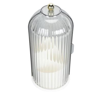 Imagem de AUNMAS Porta -pincel de Maquiagem, Suporte de Escova de Maquiagem Com Tampa Transparente de Tampa, Projeto Rotativo de 360 ​​graus e Compartimentos Divididos para Vaidade, (Base branca com tampa