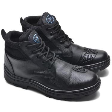 Imagem de Bota Coturno Em Couro Masculino Com Pedaleira Para Motociclistas Confo