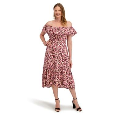 Imagem de Laundry by Shelli Segal Vestido midi feminino Emily tomara que caia, Floral multi, 36