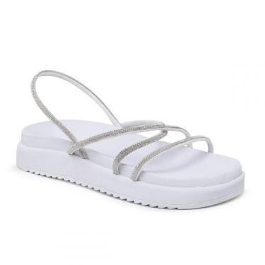 Imagem de Sandalia Papete Pires Shoes Tiras Trançadas com Brilho Sola leve, 35, 