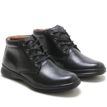 Imagem de Bota Coturno Casual em Couro Ortopedica Pires Shoes com Cadarço e Sola