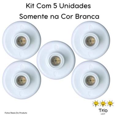 Imagem de Kit 5 Plafon Soquete E27  Simples Branco Bocal de Teto Plafonier Redon