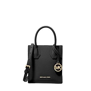Imagem de Michael Kors Bolsa tiracolo feminina Mercer Extra-Pequena de Couro Pebbed, Preto/bahama p, XS, Contemporâneo
