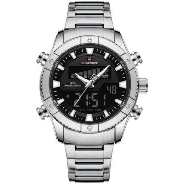 Imagem de Relógio de quartzo eletrônico luminoso à prova dágua pulseira aço inoxidável