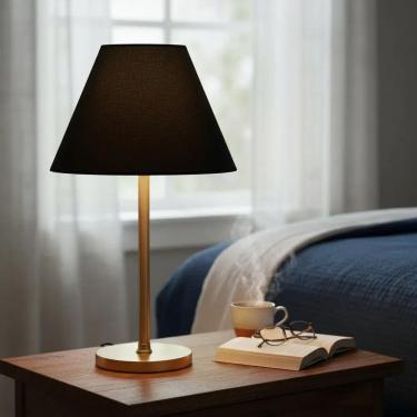 Imagem de Cúpula Para Abajur Luminária Tecido Cônica 30X15X20 Cm Pret