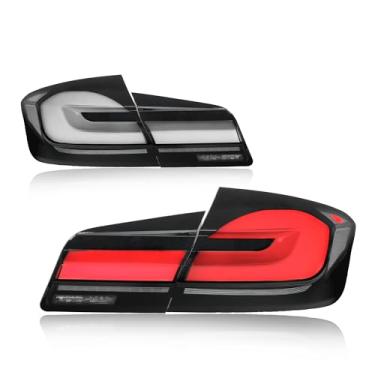 Imagem de JOLUNG Luzes traseiras compatíveis com as séries 5 F10 F18 2011-2017 535i, conjunto de lanternas traseiras DRL com luzes de ré, farol de neblina de freio reverso, 1 par (preto)